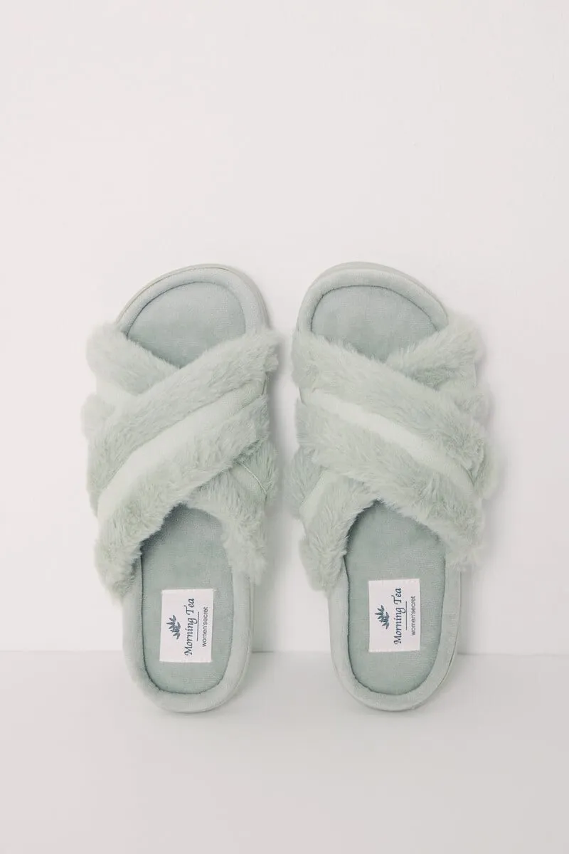 Green padded slippers