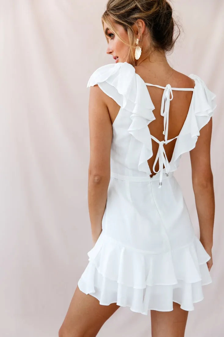 Jodi Ruffle Strap Tie-Back Dress White