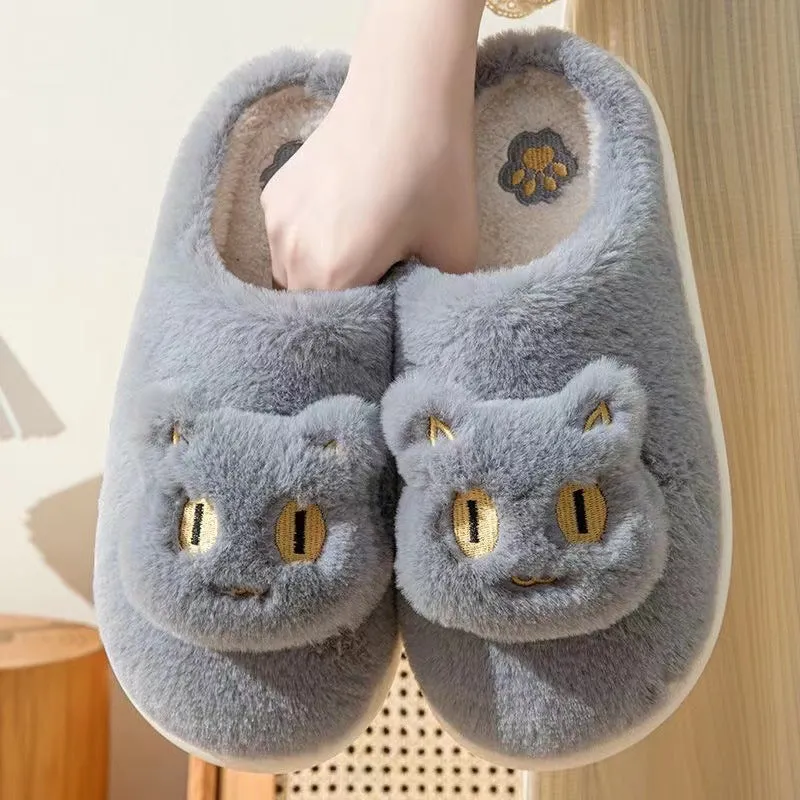 Kawaii Fluffy Cat Plush Slippers