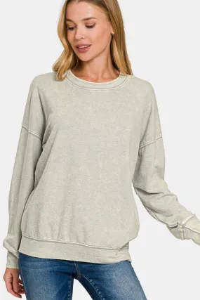 Light Grey Washed Dropped Shoulder Sweatshirt