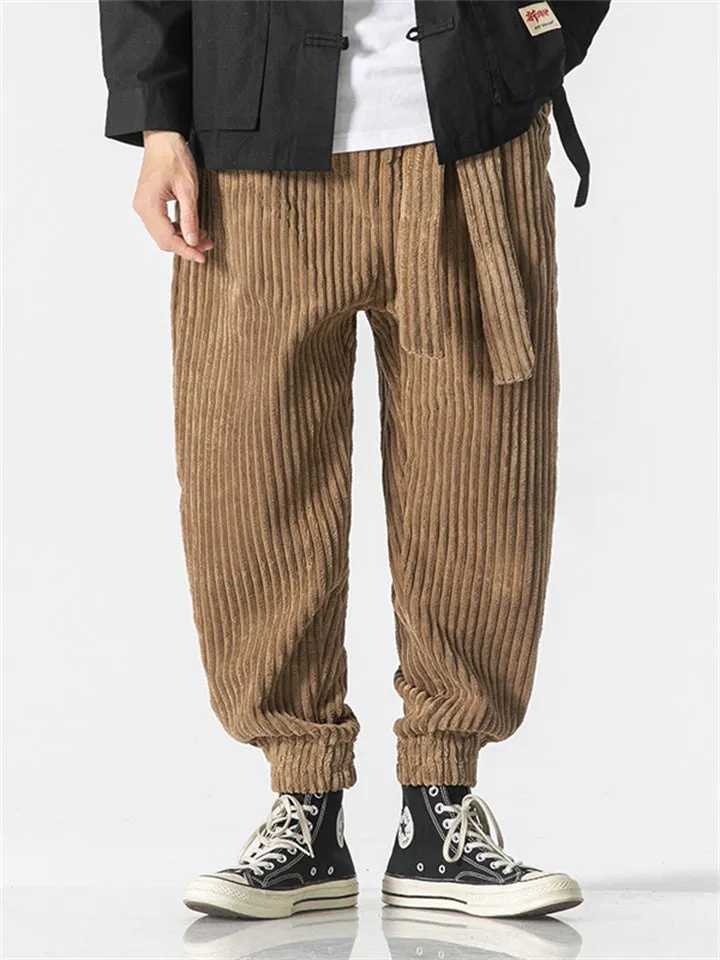 Men's Cozy Popular Corduroy Stripe Waistband Pants