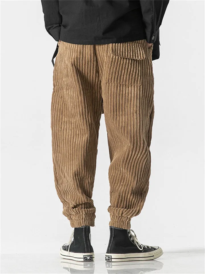 Men's Cozy Popular Corduroy Stripe Waistband Pants