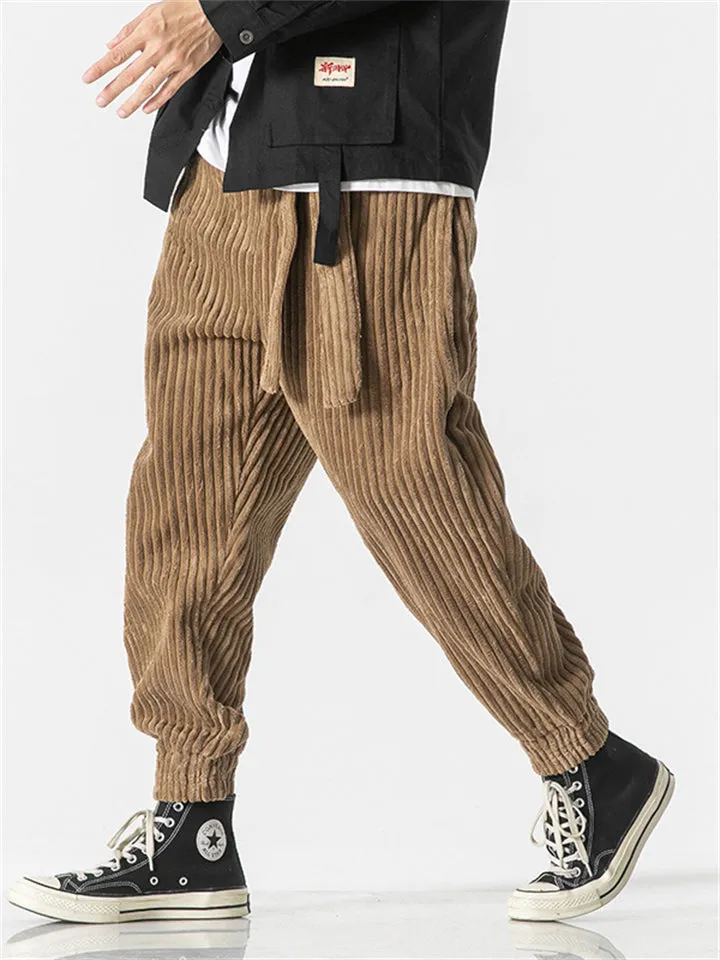 Men's Cozy Popular Corduroy Stripe Waistband Pants