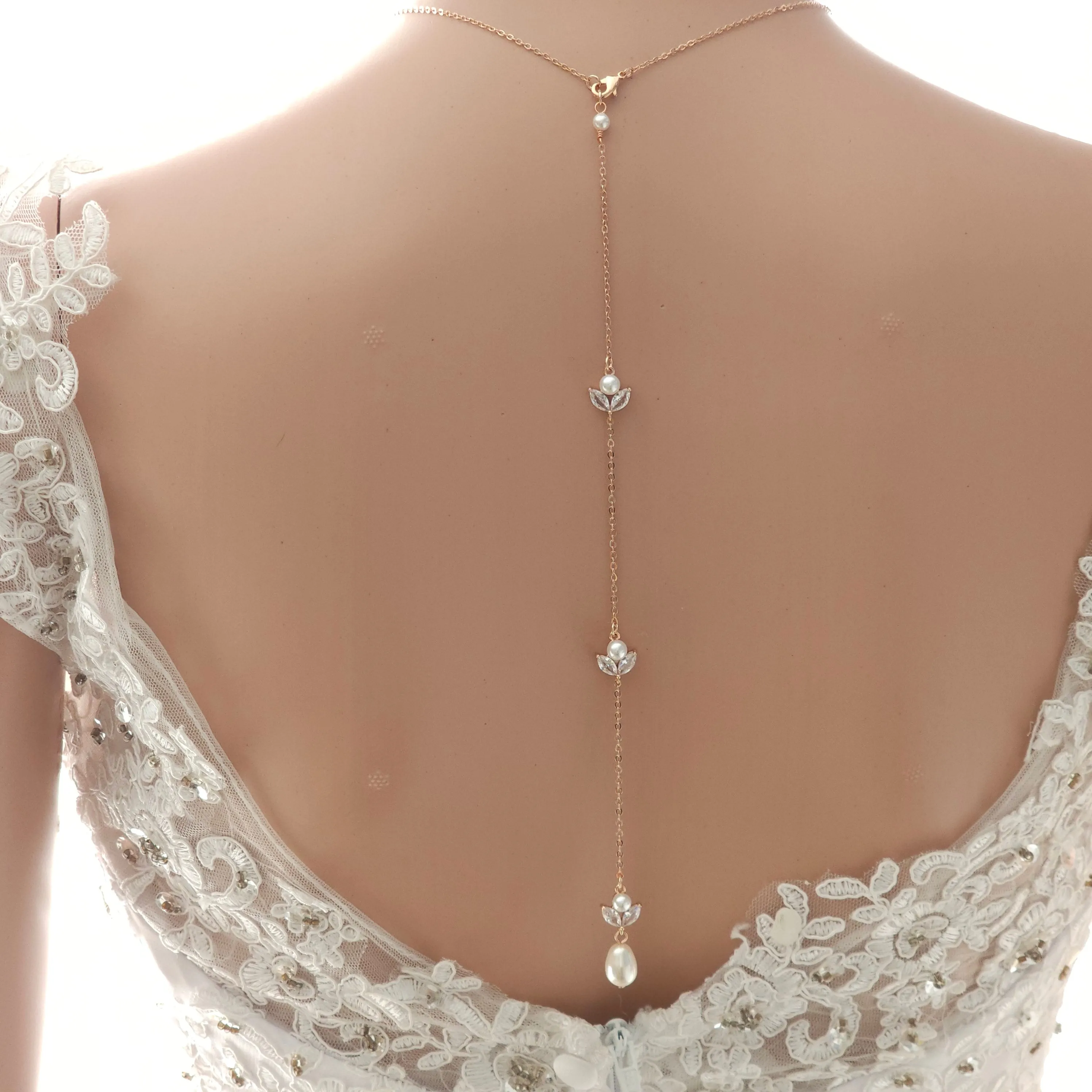 Minimalistic Wedding Necklace with Backdrop for Brides-Leila