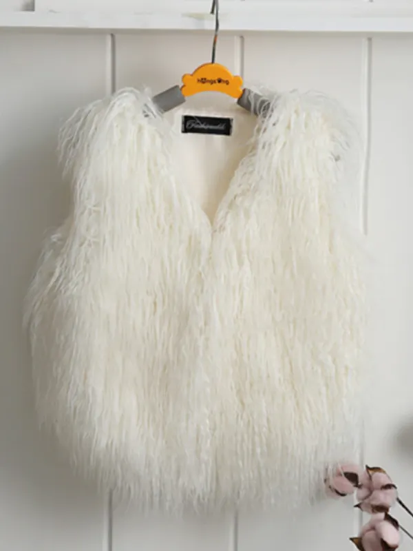 Mommy and Me Frill Faux Fur Vests