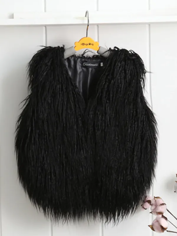 Mommy and Me Frill Faux Fur Vests