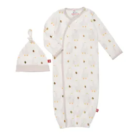 mummy goose organic cotton magnetic cozy sleeper gown   hat set