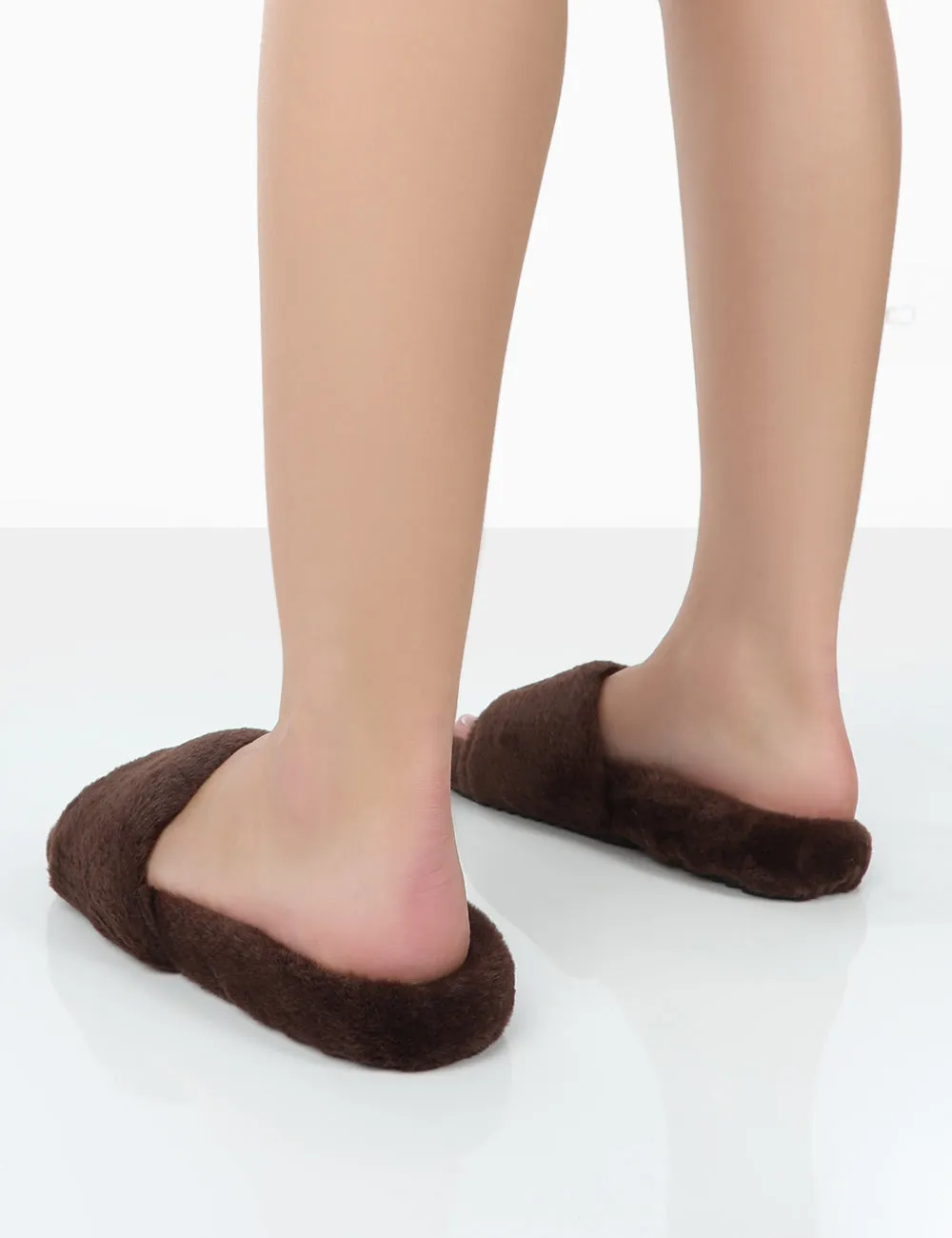 Namaste Chocolate Fluffy Faux Fur Slippers