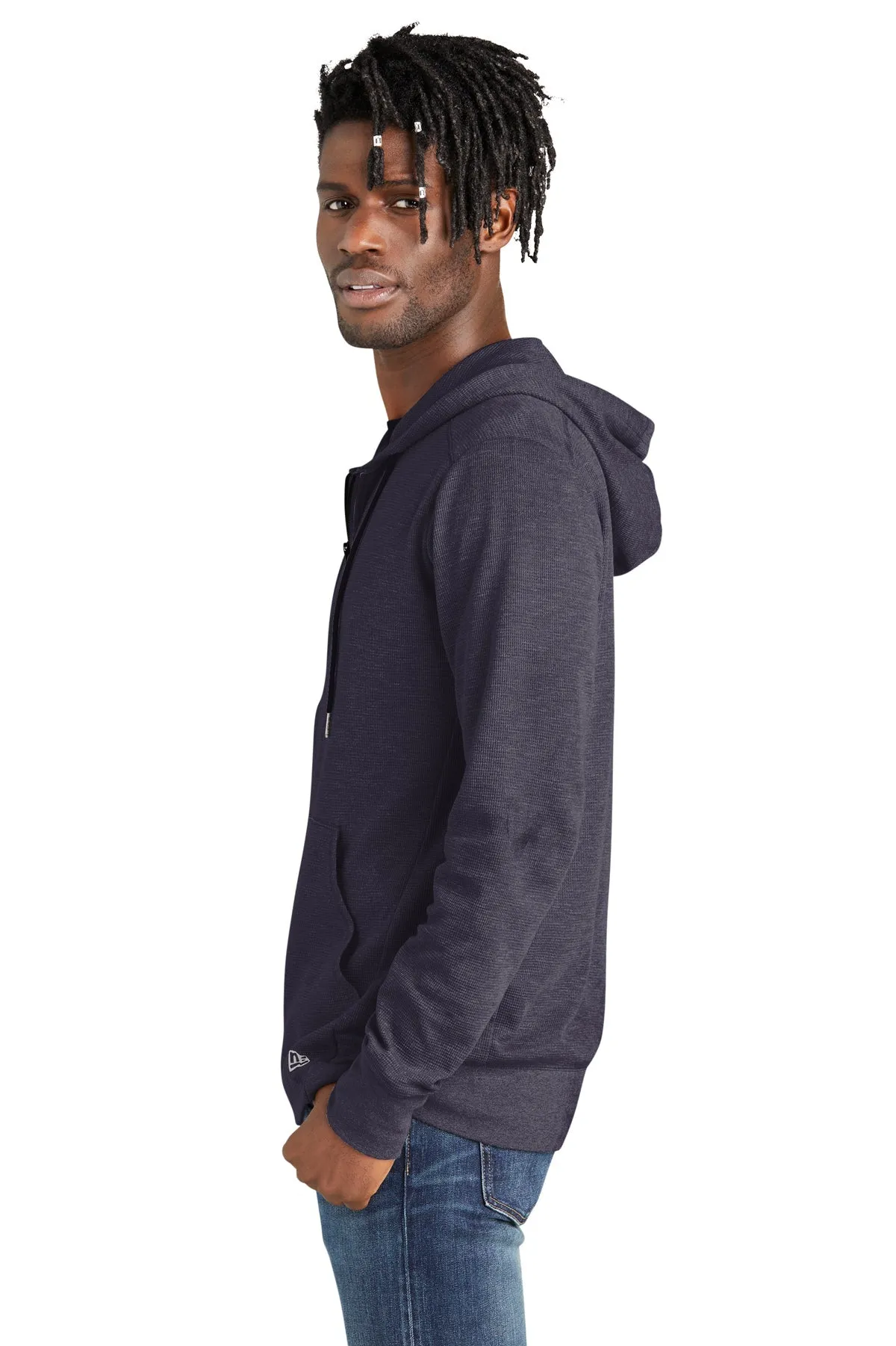 New Era Thermal Custom Zip Hoodies, True Navy Heather