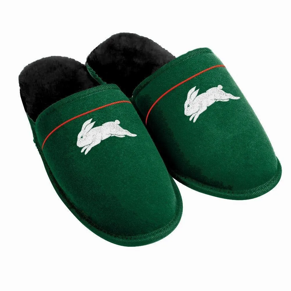 NRL Supporter Slippers - South Sydney Rabbitohs - Mens Size - Fluffy Winter Shoe