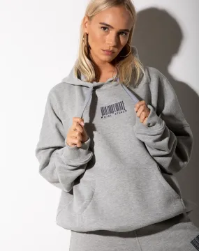 Oversize Hoody in Greymarl Motel Barcode Embro