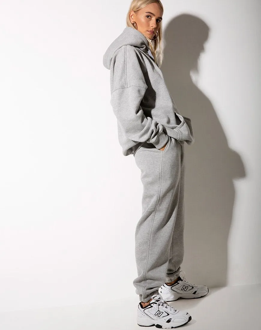 Oversize Hoody in Greymarl Motel Barcode Embro