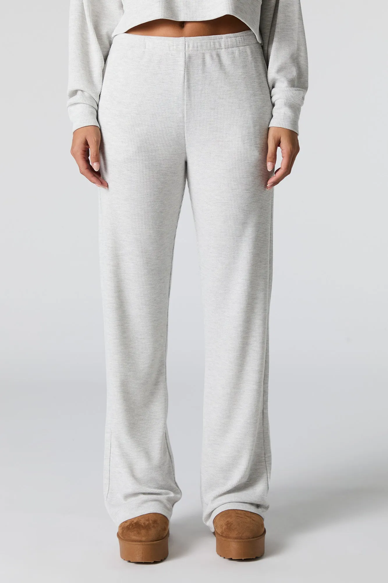 Pantalon à jambe large en tricot thermal