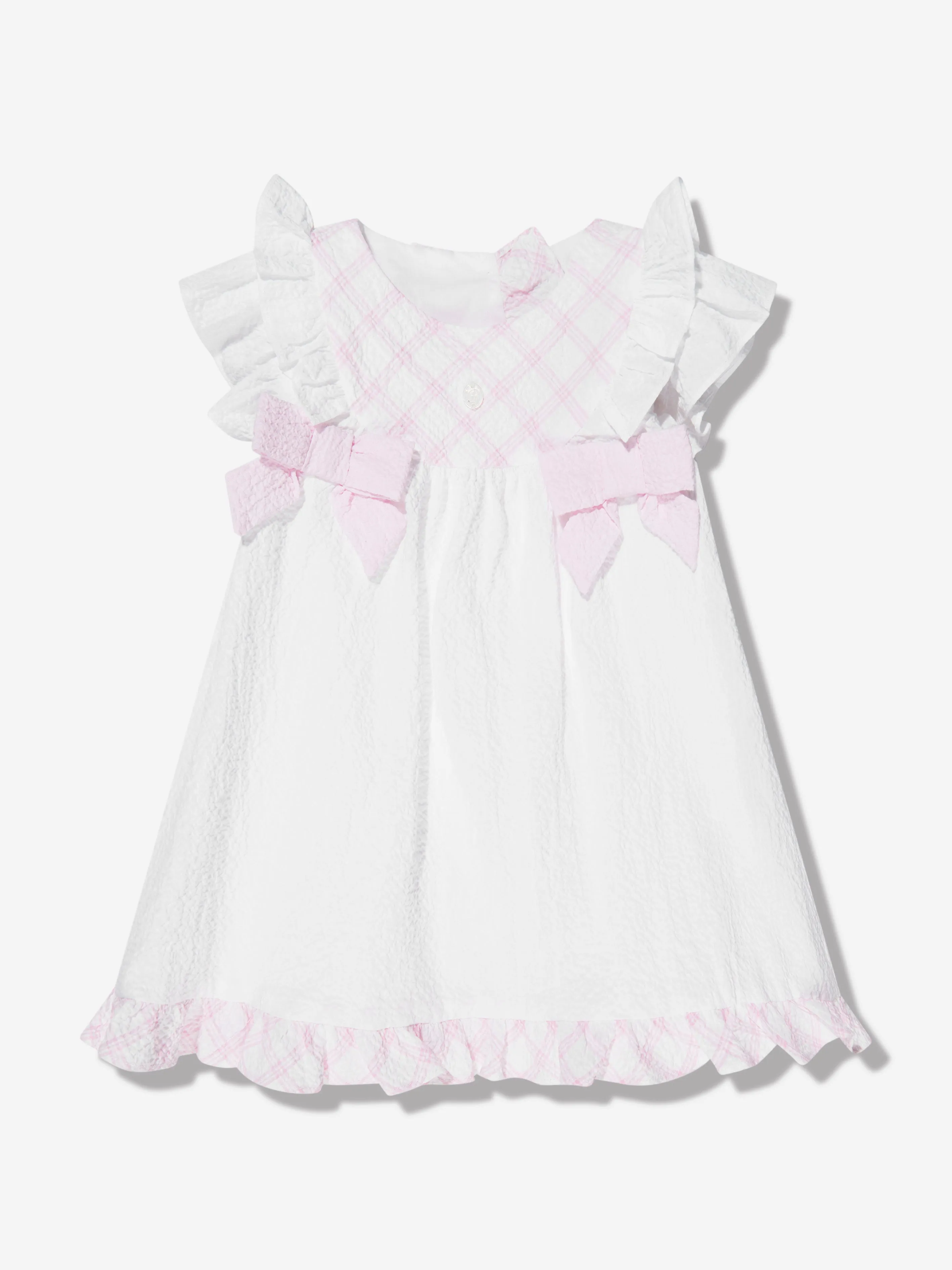 Patachou Baby Girls Frilly Bow Dress in White