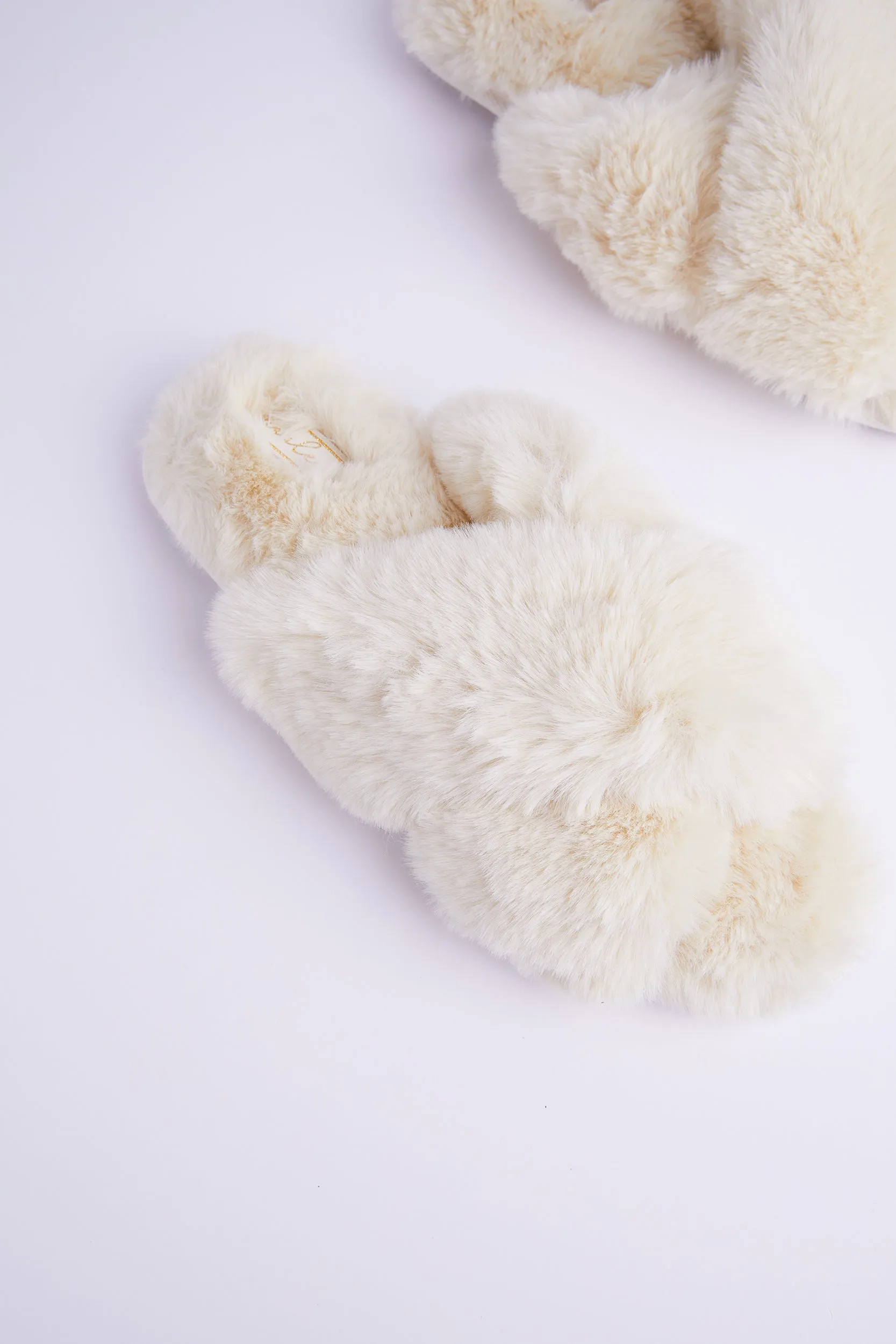 Personalised Luxury Fluffy Slippers - Ivory