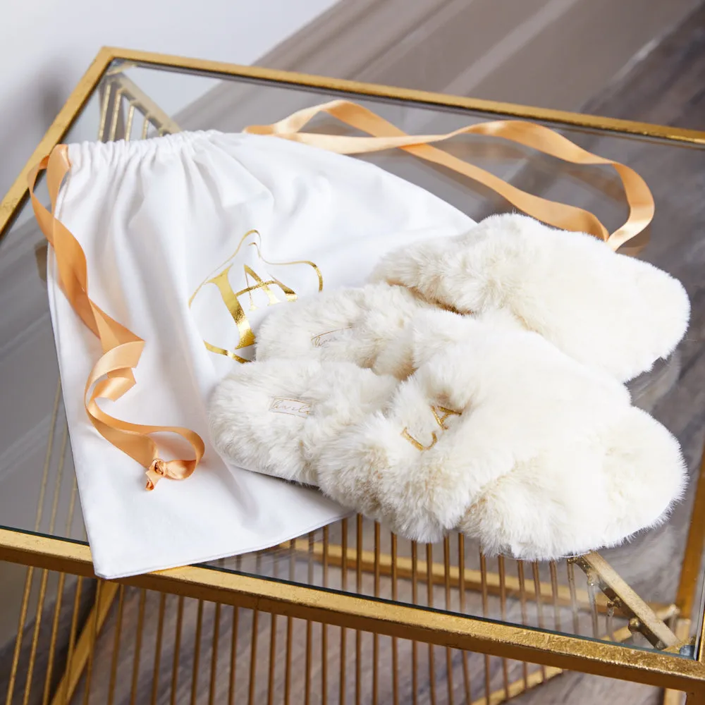 Personalised Luxury Fluffy Slippers - Ivory