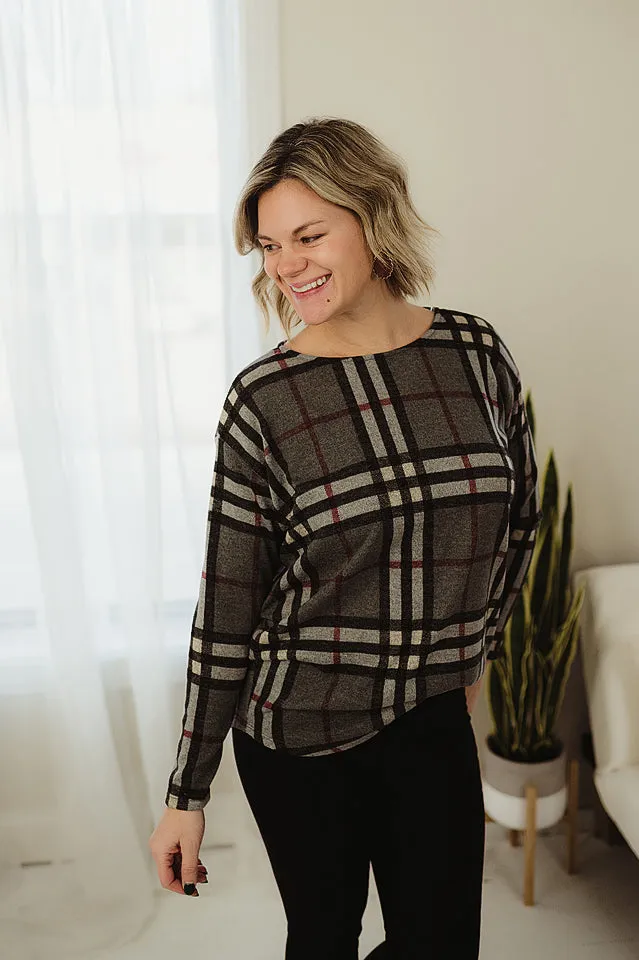 Plaid Relaxed Boatneck