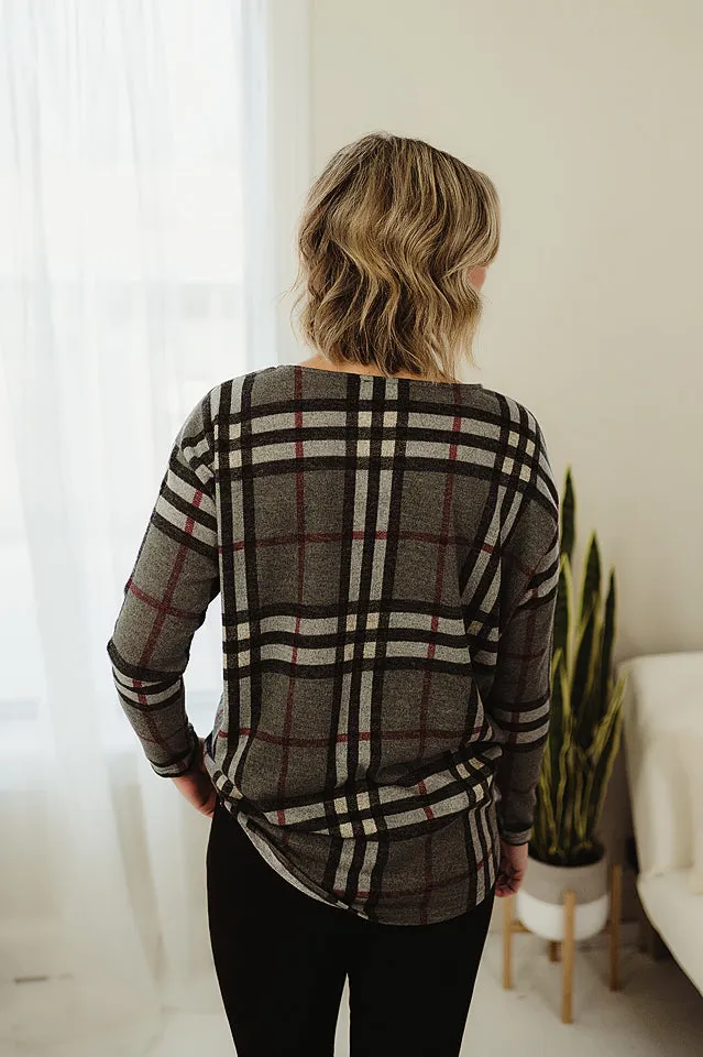 Plaid Relaxed Boatneck