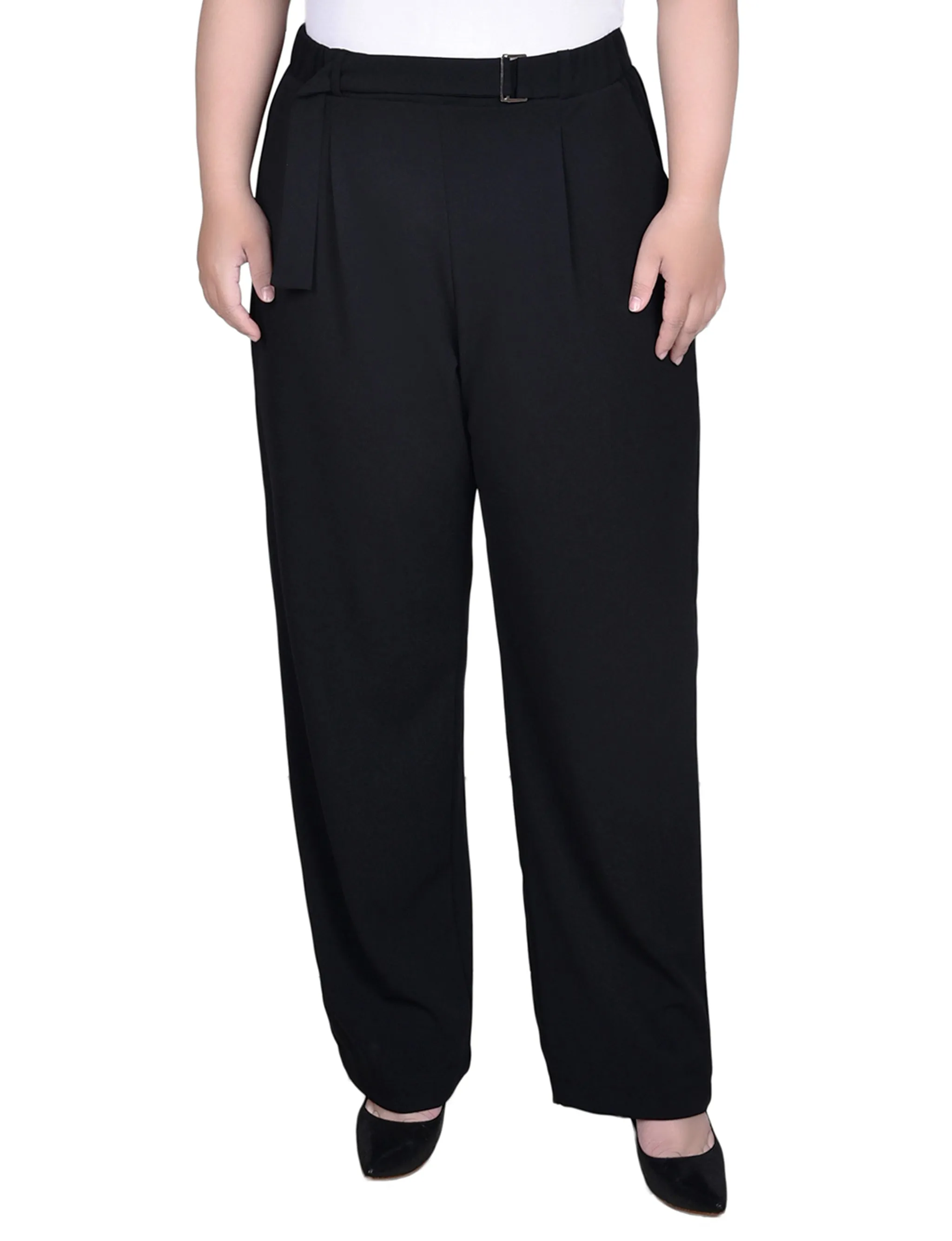 Plus Size Belted Scuba Crepe Pants