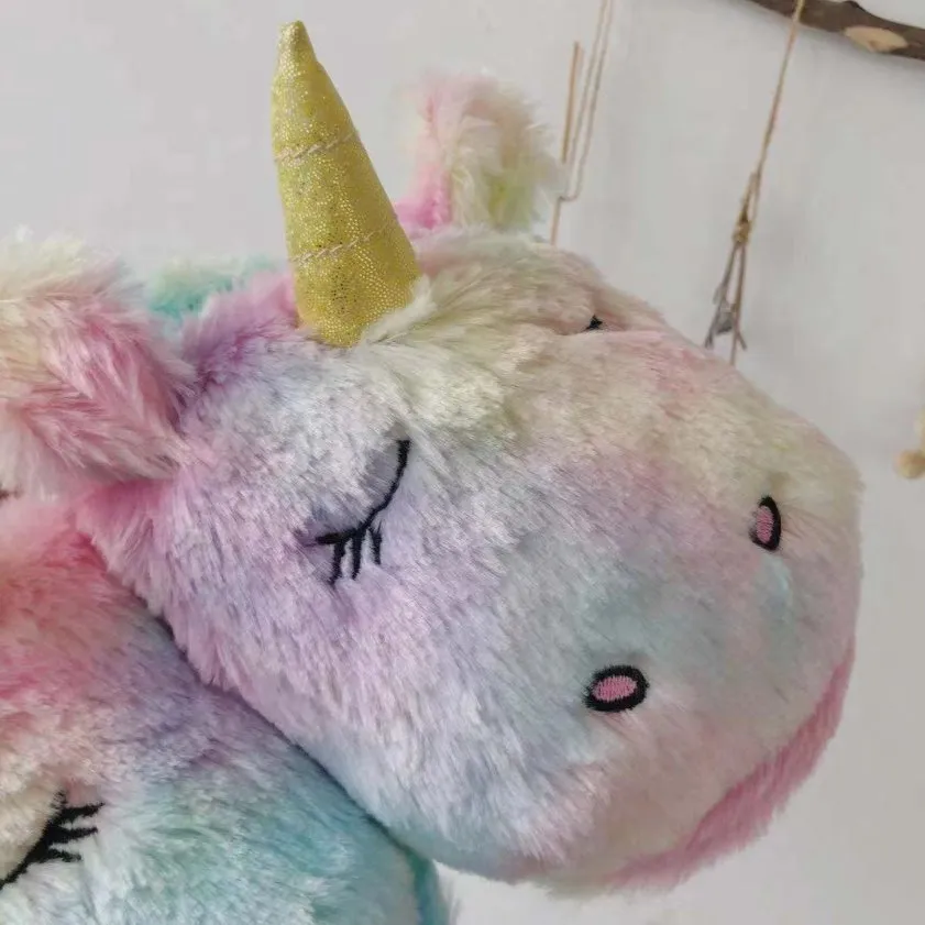 Rainbow Unicorn Plush Slippers