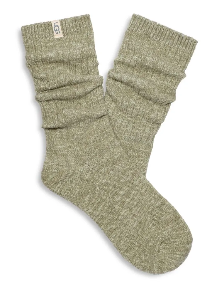 Rib Knit Slouchy Crew Sock in Moss Green by UGG