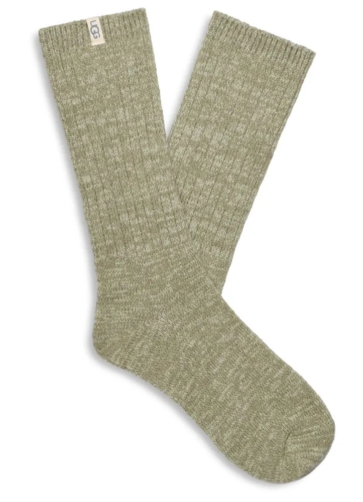 Rib Knit Slouchy Crew Sock in Moss Green by UGG