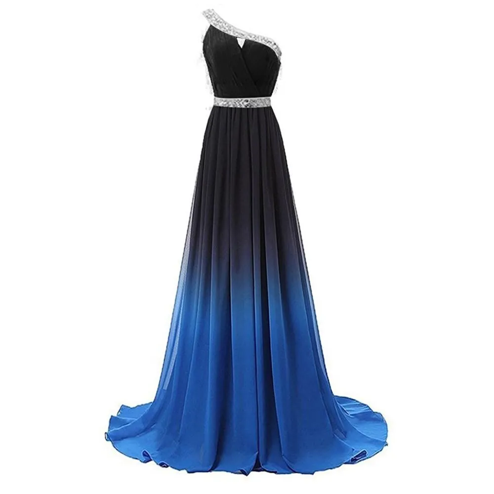 sd-hk Women's Gradient Chiffon Long Prom Dresses Formal Evening Party Gowns