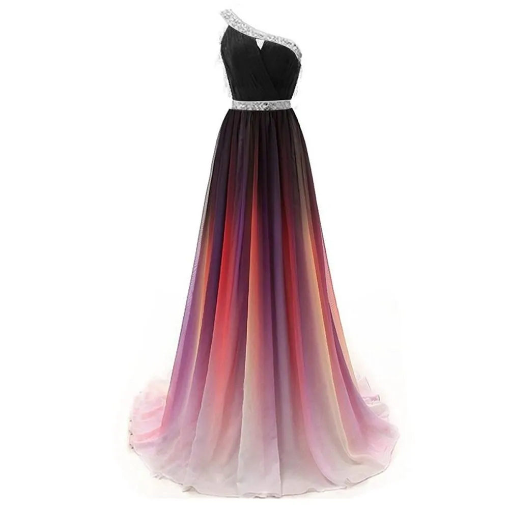 sd-hk Women's Gradient Chiffon Long Prom Dresses Formal Evening Party Gowns