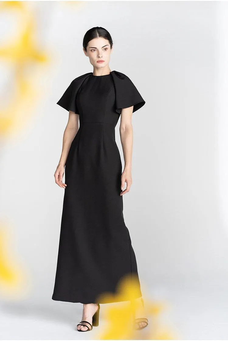 Simple elegant minimalist LBD black backleess flip dress - Suila