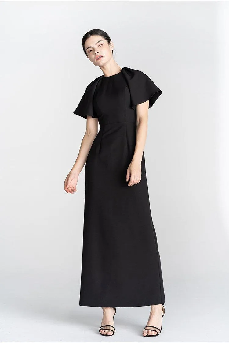 Simple elegant minimalist LBD black backleess flip dress - Suila