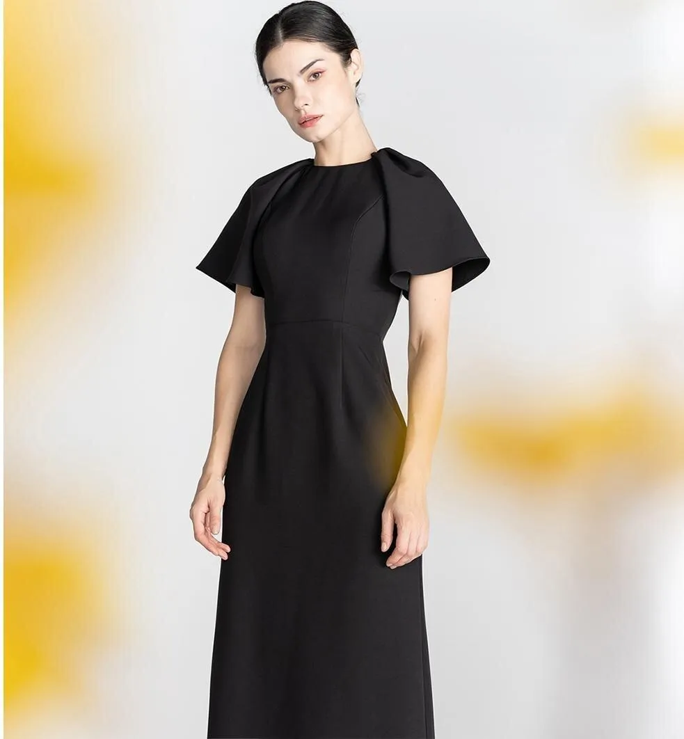 Simple elegant minimalist LBD black backleess flip dress - Suila