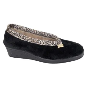 Sleepers LS843A Dawn Ladies Black Wedge Slippers