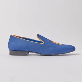 Slipper in Blue with Orange Logo