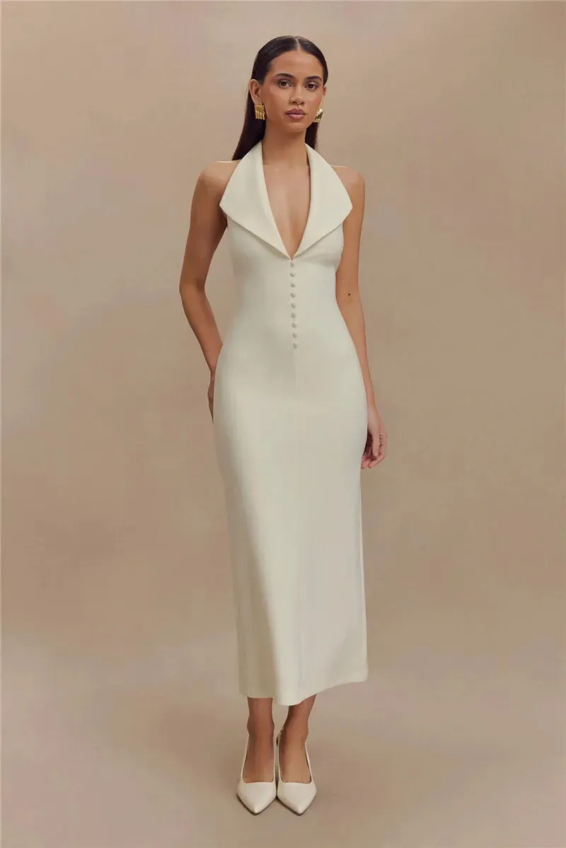 Sophisticated Backless Halter Dress for Formal Occasions