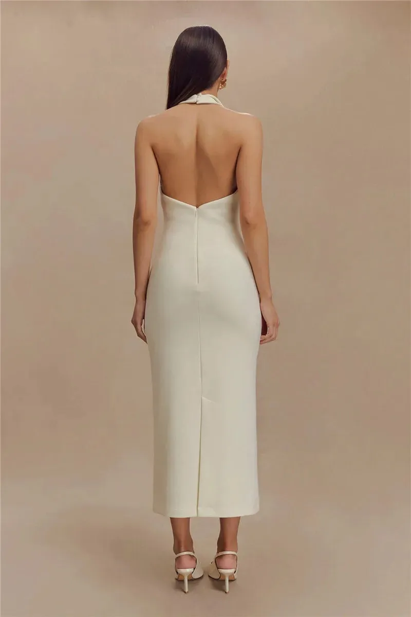 Sophisticated Backless Halter Dress for Formal Occasions