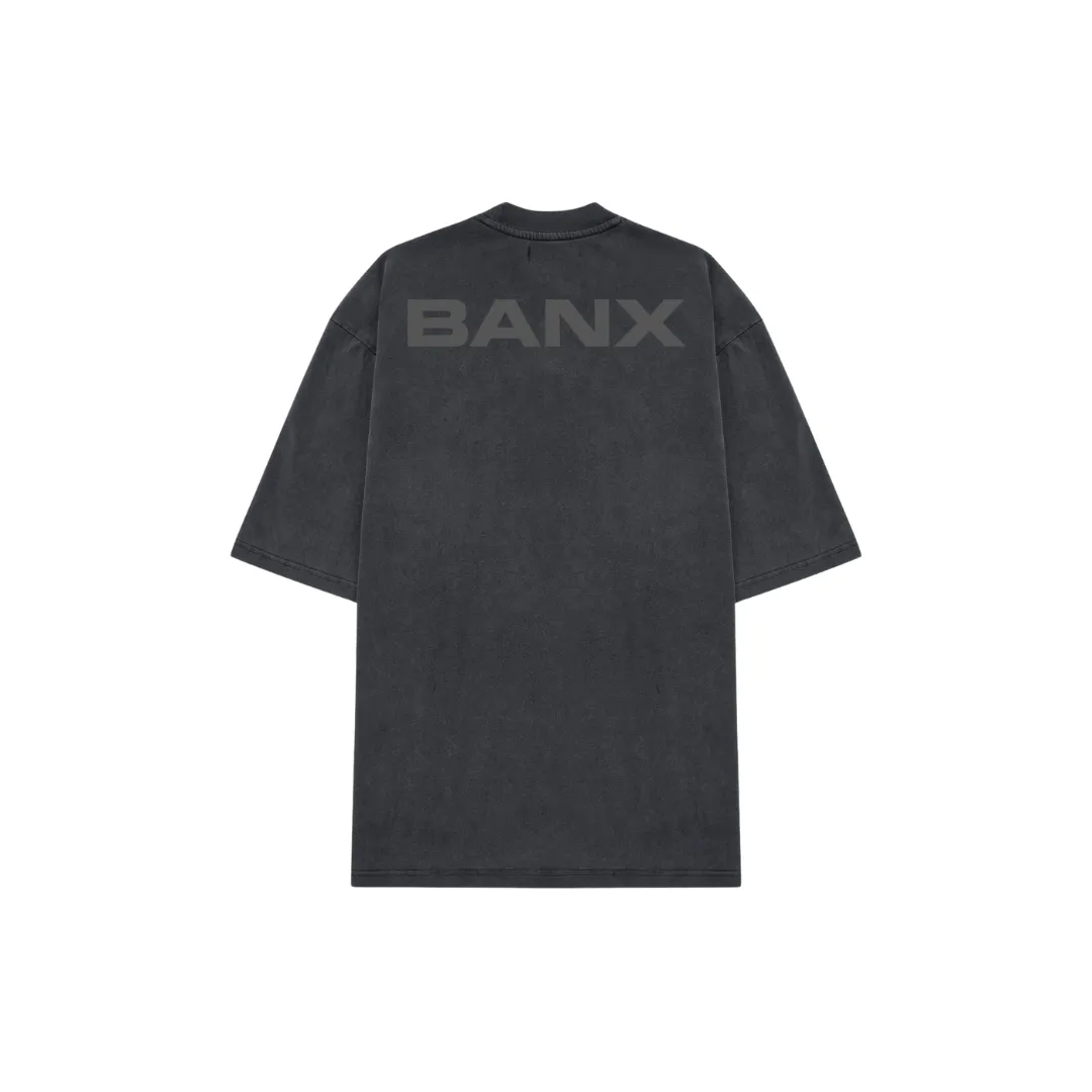 STAPLE LOGO Oversized Slim Tee - Stone Washed (Dark Grey Print)