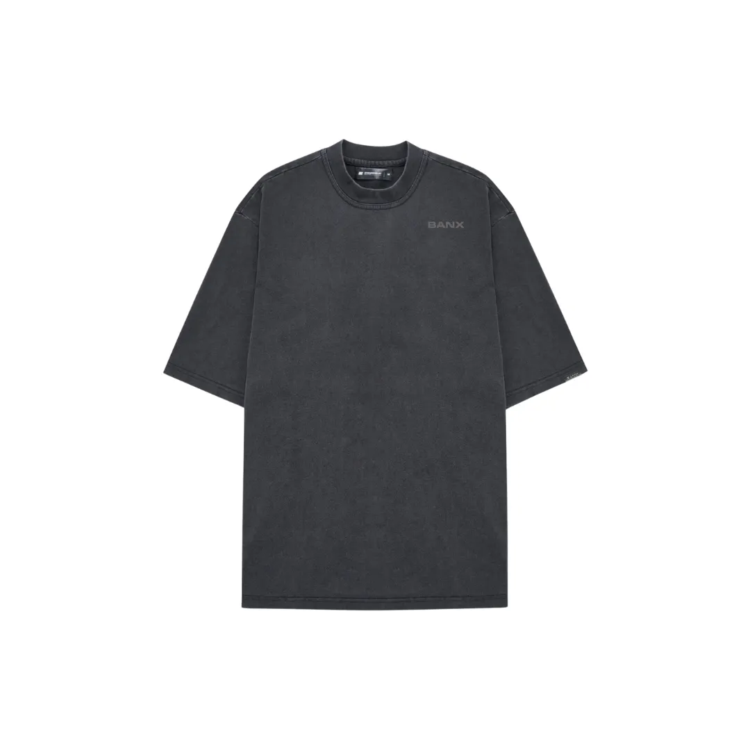 STAPLE LOGO Oversized Slim Tee - Stone Washed (Dark Grey Print)