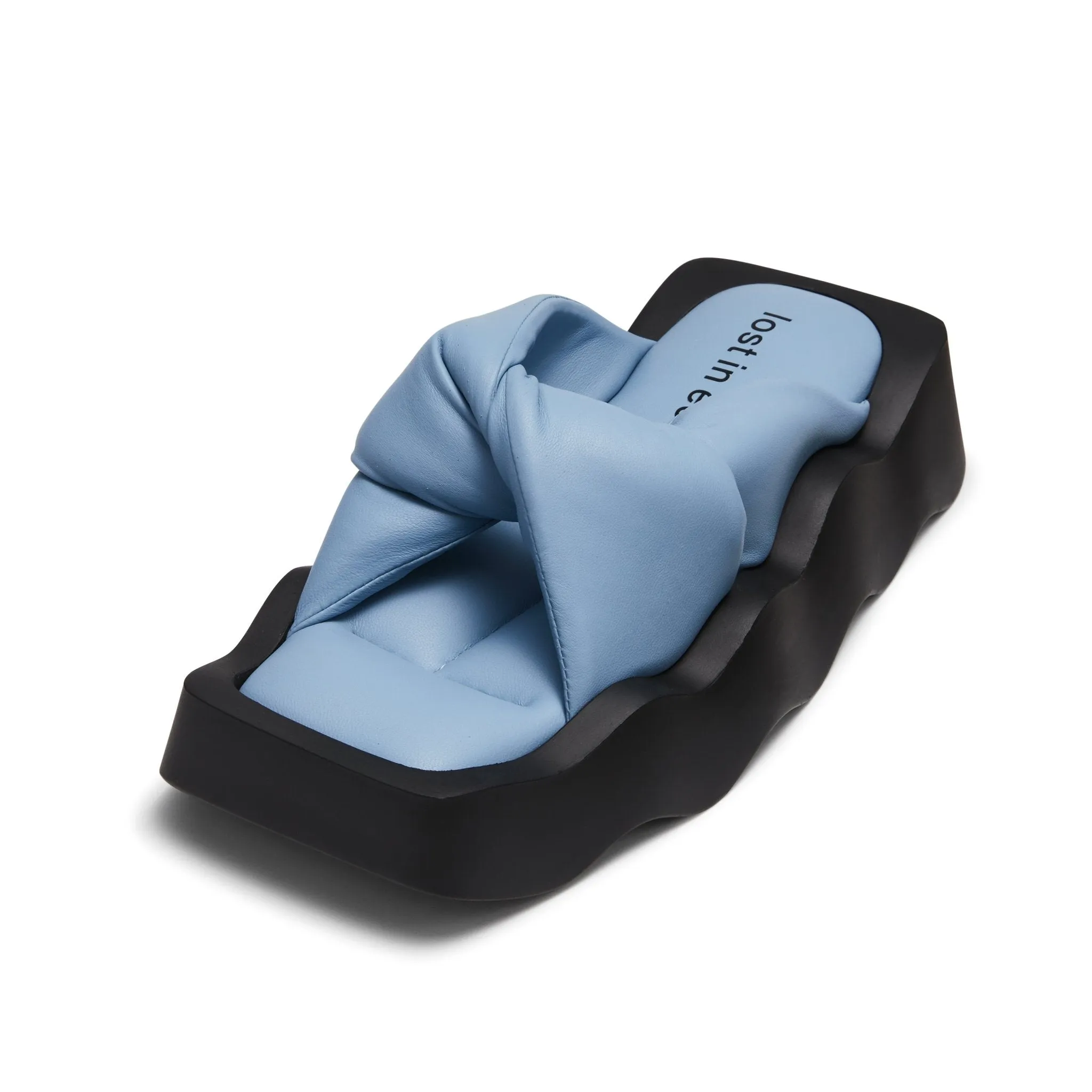 Wavy Sole Padded Knot Slippers in Blue