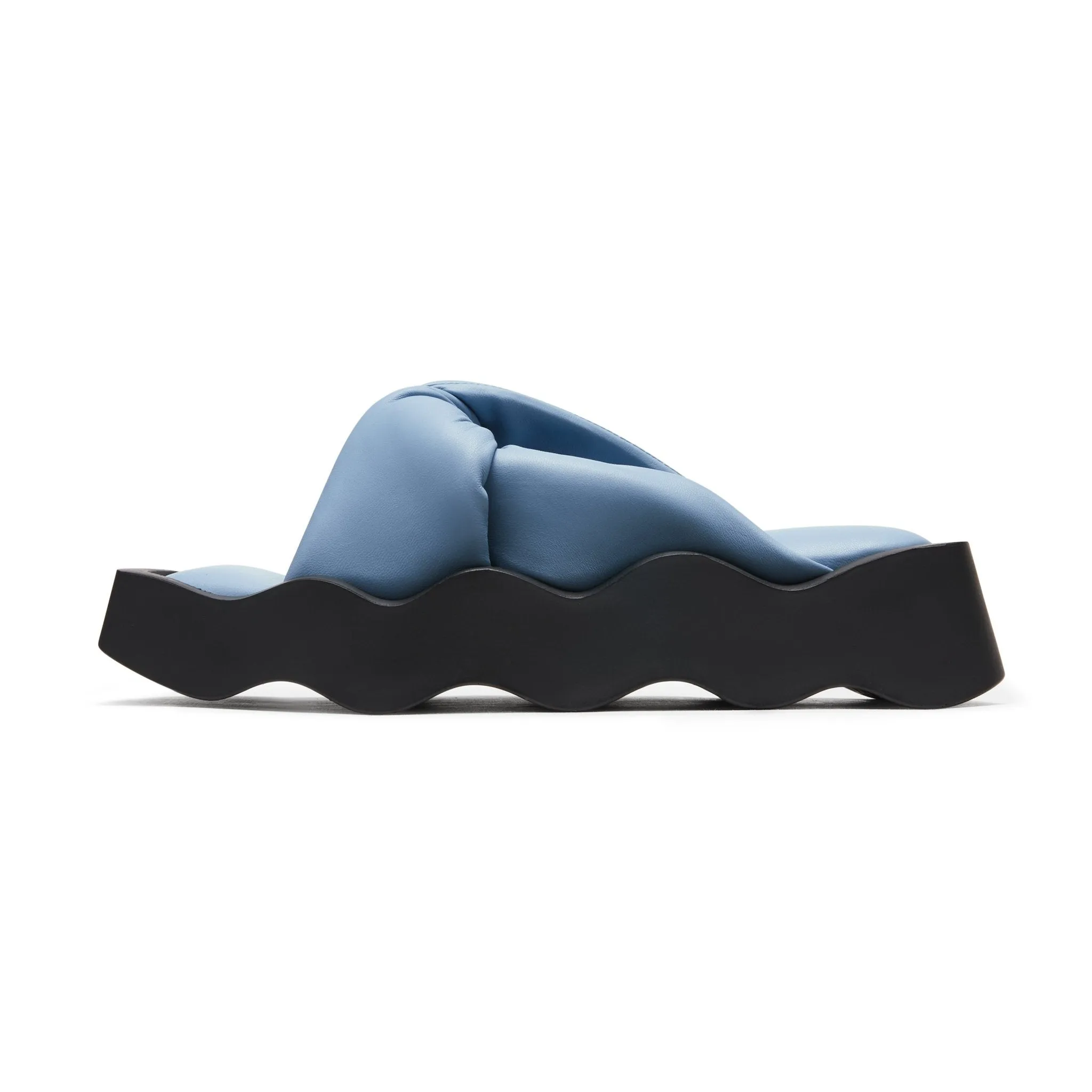 Wavy Sole Padded Knot Slippers in Blue