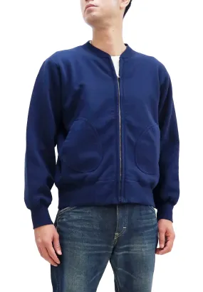 Whitesville Full-zip Sweatshirt No Hood with thermal lining Men's Waffle Lined Plain Zippered Sweatshirt Jacket WV69035 128 Navy-Blue