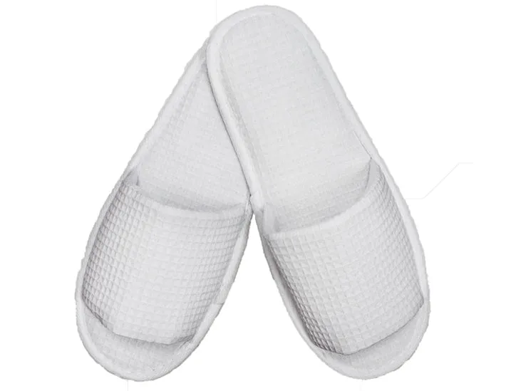 Wholesale Open Toe White Waffle Adult Slippers