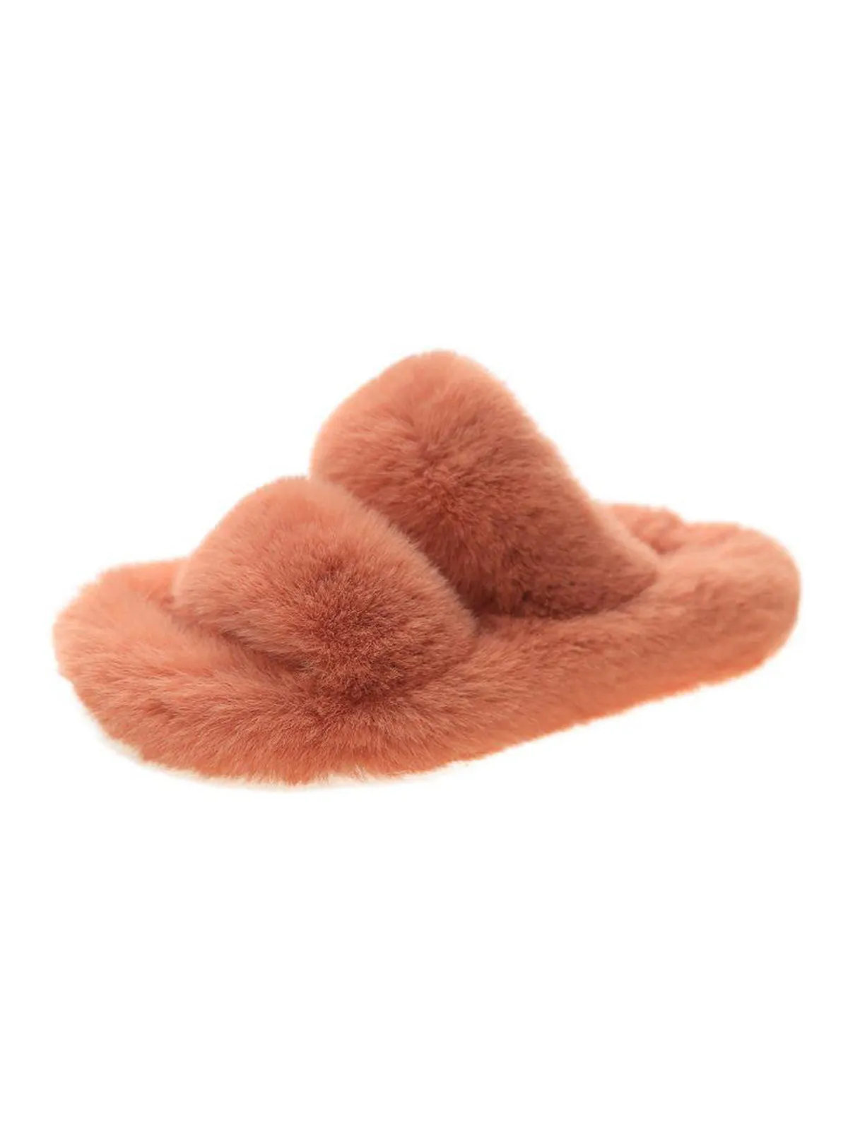 Winter Double Strap Fluffy Slippers