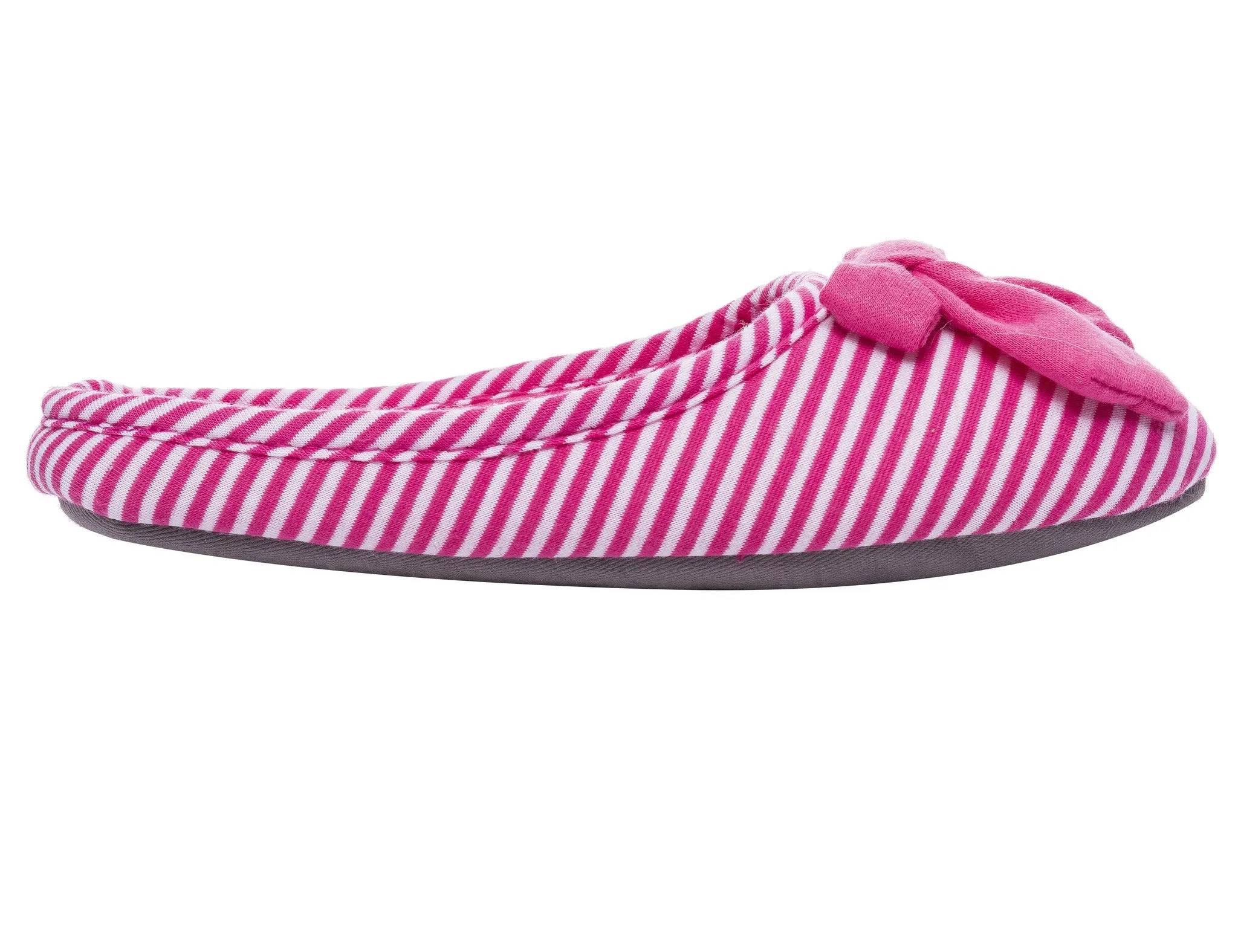 Women's Slip On Striped Slipper with Accent Bow