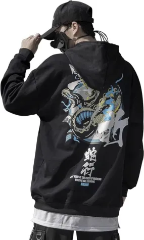 XYXIONGMAO Techware Graphic Hoodies Street Streetwear Hoodie Japanese Oversized Black Mens Hip Hop Sweatshirt