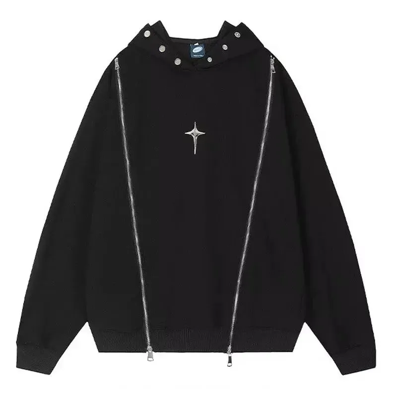 Y2k Retro Star Logo Zippers Hoodie