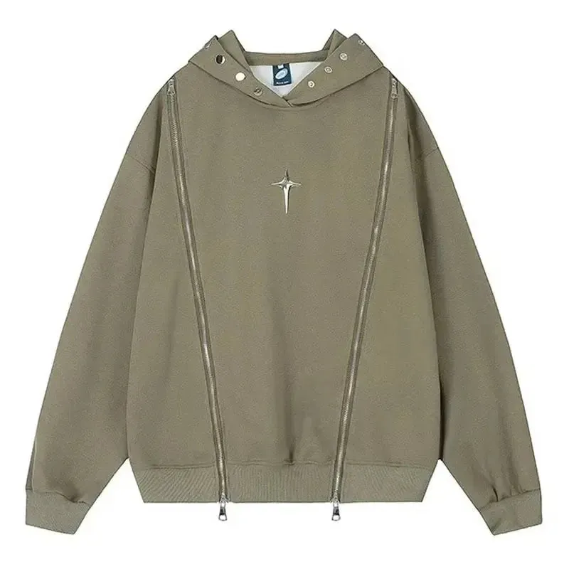 Y2k Retro Star Logo Zippers Hoodie